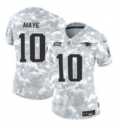 Women New England Patriots 10 Drake Maye 2024 F U S E Arctic Camo Salute To Service Limited Stitched Jersey