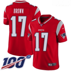 Patriots #17 Antonio Brown Red Youth Stitched Football Limited Inverted Legend 100th Season Jersey