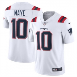 Youth New England Patriots 10 Drake Maye White 2024 Draft Vapor Limited Stitched Football Jersey