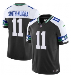 Men Seattle Seahawks 11 Jaxon Smith Njigba Black F U S E  Vapor Throwback Limited Stitched Football Jersey