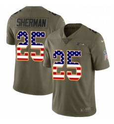 Youth Nike Seattle Seahawks 25 Richard Sherman Limited OliveUSA Flag 2017 Salute to Service NFL Jersey