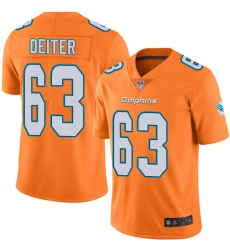 Dolphins 63 Michael Deiter Orange Men Stitched Football Limited Rush Jersey