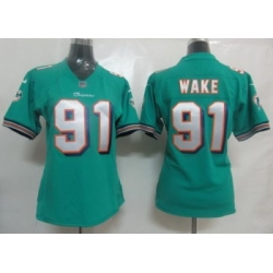 2012 Women Nike Miami Dolphins 91 Wake Jersey