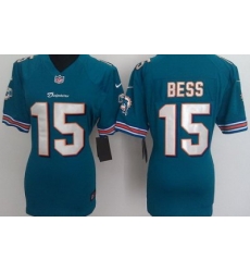 Women Nike Miami Dolphins 15 Davone Bess Green Nike NFL Jerseys