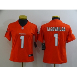 Women Nike Miami Dolphins Tua Tagovailoa 1 Orange Limited Jersey