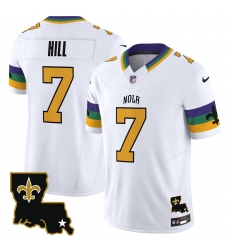 Men New Orleans Saints 7 Taysom Hill White 2024 F U S E  Vapor Limited Stitched Jersey