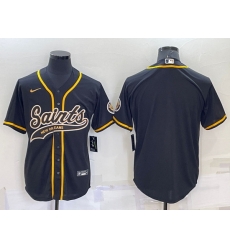 Men New Orleans Saints Blank Black Cool Base Stitched Baseball Jersey