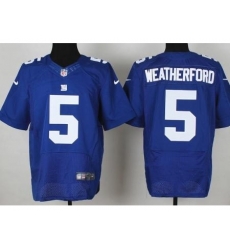 Nike New York Giants 5 Steve Weatherford Blue Elite NFL Jersey