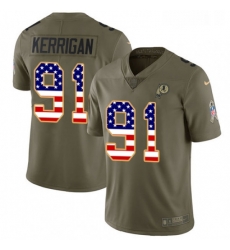 Mens Nike Washington Redskins 91 Ryan Kerrigan Limited OliveUSA Flag 2017 Salute to Service NFL Jersey