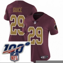 Womens Nike Washington Redskins 29 Derrius Guice Burgundy RedGold Number Alternate 80TH Anniversary Vapor Untouchable Limited Stitched 100th anniversary Ne