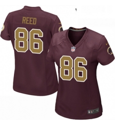 Womens Nike Washington Redskins 86 Jordan Reed Game Burgundy RedGold Number Alternate 80TH Anniversary NFL Jersey