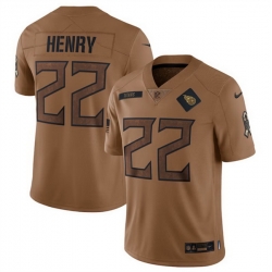 Men Tennessee Titans 22 Derrick Henry 2023 Brown Salute To Service Limited Stitched Football Jersey