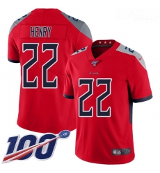 Nike Titans 22 Derrick Henry Red Men Stitched Football Limited Inverted Legend 100th Season Jersey