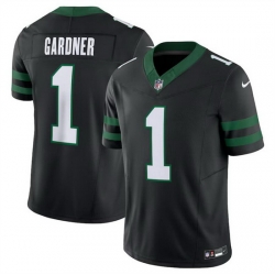 Men New York Jets 1 Sauce Gardner Black 2024 F U S E  Vapor Limited Stitched Jersey