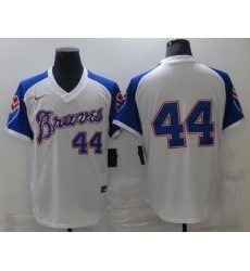 Men Nike Atlanta Braves Hank Aaron 44 Authentic White Cool Base MLB Jersey