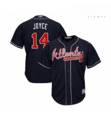 Mens Atlanta Braves 14 Matt Joyce Replica Blue Alternate Road Cool Base Baseball Jersey 