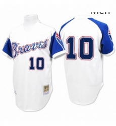 Mens Majestic Atlanta Braves 10 Chipper Jones Authentic White 1974 Throwback MLB Jersey