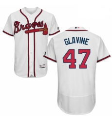 Mens Majestic Atlanta Braves 47 Tom Glavine White Home Flex Base Authentic Collection MLB Jersey