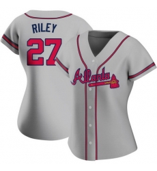 Women Nike Atlanta Braves 27 Austin Riley Grey Alternate Stitched Baseball Jersey