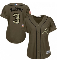 Womens Majestic Atlanta Braves 3 Dale Murphy Replica Green Salute to Service MLB Jersey