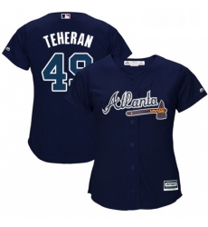 Womens Majestic Atlanta Braves 49 Julio Teheran Authentic Blue Alternate Road Cool Base MLB Jersey