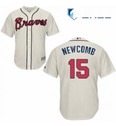 Youth Majestic Atlanta Braves 15 Sean Newcomb Replica Cream Alternate 2 Cool Base MLB Jersey 