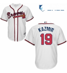 Youth Majestic Atlanta Braves 19 Scott Kazmir Authentic White Home Cool Base MLB Jersey 