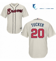 Youth Majestic Atlanta Braves 20 Preston Tucker Authentic Cream Alternate 2 Cool Base MLB Jersey 