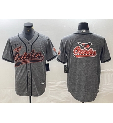 Men Baltimore Orioles Gray Team Big Logo Cool Base Stitched Jersey 2