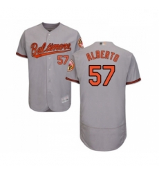 Mens Baltimore Orioles 57 Hanser Alberto Grey Road Flex Base Authentic Collection Baseball Jersey