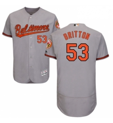 Mens Majestic Baltimore Orioles 53 Zach Britton Grey Road Flex Base Authentic Collection MLB Jersey