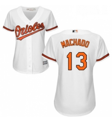 Womens Majestic Baltimore Orioles 13 Manny Machado Replica White Home Cool Base MLB Jersey