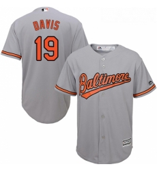 Youth Majestic Baltimore Orioles 19 Chris Davis Replica Grey Road Cool Base MLB Jersey