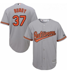 Youth Majestic Baltimore Orioles 37 Dylan Bundy Authentic Grey Road Cool Base MLB Jersey