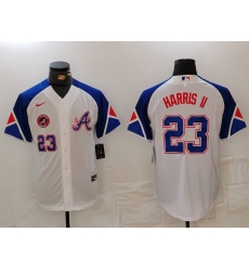 MLB Braves 23 Harris II White City Connect Cool Base Men Jersey 9