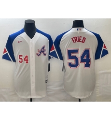 MLB Braves 54 Max Fried White City Connect Nike Cool Base Men Jersey 4