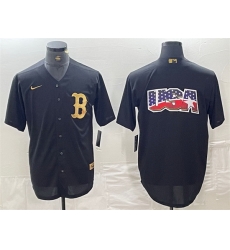 Men Boston Red Sox Black Team Big Logo Cool Base Stitched Baseball Jersey