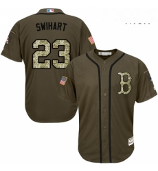 Mens Majestic Boston Red Sox 23 Blake Swihart Replica Green Salute to Service MLB Jersey