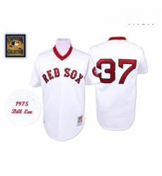 Mens Mitchell and Ness Boston Red Sox 37 Bill Lee Authentic White Throwback MLB Jersey