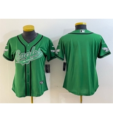 Women Philadelphia Eagles Blank Green Cool Base Stitched Baseball Jersey 28Run Small 29