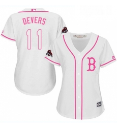 Womens Majestic Boston Red Sox 11 Rafael Devers Authentic White Fashion 2018 World Series Champions MLB Jersey 