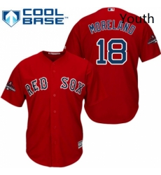 Youth Majestic Boston Red Sox 18 Mitch Moreland Authentic Red Alternate Home Cool Base 2018 World Series Champions MLB Jersey