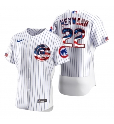 Men Chicago Cubs 22 Jason Heyward Men Nike White Fluttering USA Flag Limited Edition Flex Base MLB Jersey