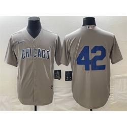 Men Chicago Cubs 42 Bruce Sutter Gray Cool Base Stitched Jersey