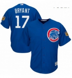 Youth Majestic Chicago Cubs 17 Kris Bryant Authentic Royal Blue 2017 Spring Training Cool Base MLB Jersey