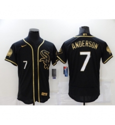 Men's Nike Chicago White Sox #7 Tim Anderson Black Gold Alternate Stitched Baseball Jersey