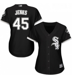 Womens Majestic Chicago White Sox 45 Bobby Jenks Replica Black Alternate Home Cool Base MLB Jersey