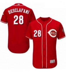 Mens Majestic Cincinnati Reds 28 Anthony DeSclafani Red Alternate Flex Base Authentic Collection MLB Jersey