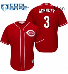 Mens Majestic Cincinnati Reds 3 Scooter Gennett Replica Red Alternate Cool Base MLB Jersey 