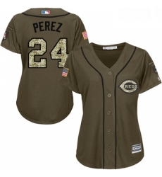 Womens Majestic Cincinnati Reds 24 Tony Perez Replica Green Salute to Service MLB Jersey